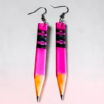 aretes de lapíz rosa XL