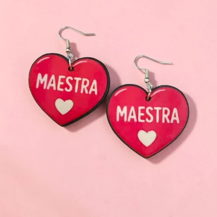 ARETES DE CORAZON MAESTRA KAWAII