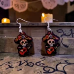 ARETES DÍA DE MUERTOS CALAVERA GUITARRA