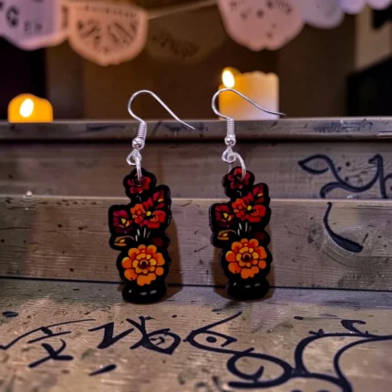 ARETES DÍA DE MUERTOS FLORES