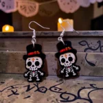 ARETES DÍA DE MUERTOS CALAVERA SOMBRERO