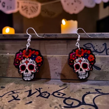 ARETES DÍA DE MUERTOS CATRINA DIADEMA LADO