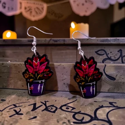 ARETES DÍA DE MUERTOS MACETA
