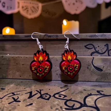 ARETES DÍA DE MUERTOS CORAZÓN