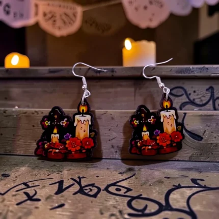 Carrito 2 ARETES DÍA DE MUERTOS VELA Y CRUZ