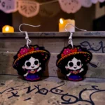 ARETES DÍA DE MUERTOS MUJER SOMBRERO