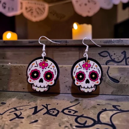 ARETES DÍA DE MUERTOS CALAVERA CABEZA