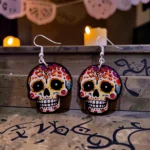 ARETES DÍA DE MUERTOS CALAVERA COLORES