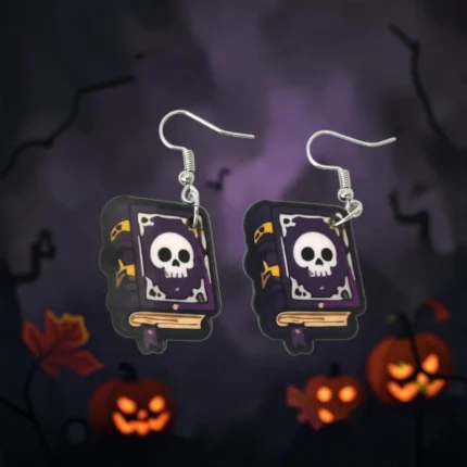 aretes de halloween libro muerte mdf