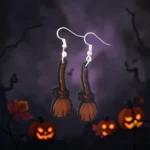 aretes de halloween escoba mdf