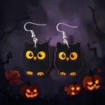 aretes de halloween búho mdf
