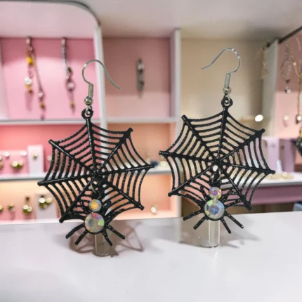 ARETES DE TELARAÑA COLGANTE CON ARAÑA
