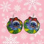 ARETES DE NAVIDAD EXTRATERRESTRE AZUL CORONA NAVIDEÑA