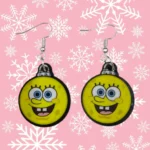 ARETES DE NAVIDAD ESFERA DE ESPONJA AMARILLA