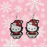 ARETES DE NAVIDAD GATITA SANTA CLAUS