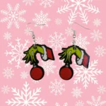 ARETES DE NAVIDAD MANO VERDE NAVIDEÑA