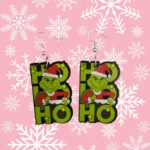 ARETES DE NAVIDAD HO HO HO VERDE