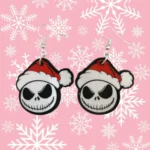 ARETES DE NAVIDAD ESQUELETO NAVIDEÑO CARA