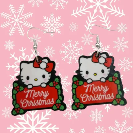 ARETES DE NAVIDAD HELLO KITY MERRY CHRISTMAS