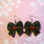 ARETES DE NAVIDAD MOÑO VERDE CON ROJO