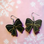 ARETES DE NAVIDAD MOÑO VERDE CON DORADO