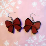 ARETES DE NAVIDAD MOÑO ROJO LISO