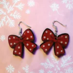 ARETES DE NAVIDAD MOÑO ROJO CON LUNARES BLANCOS