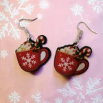 ARETES DE NAVIDAD TAZA ROJA DE CHOCOLATE