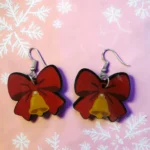 ARETES DE NAVIDAD CAMPANA CON MOÑO ROJO
