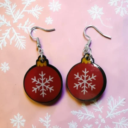 ARETES DE NAVIDAD ESFERA ROJA NAVIDEÑA